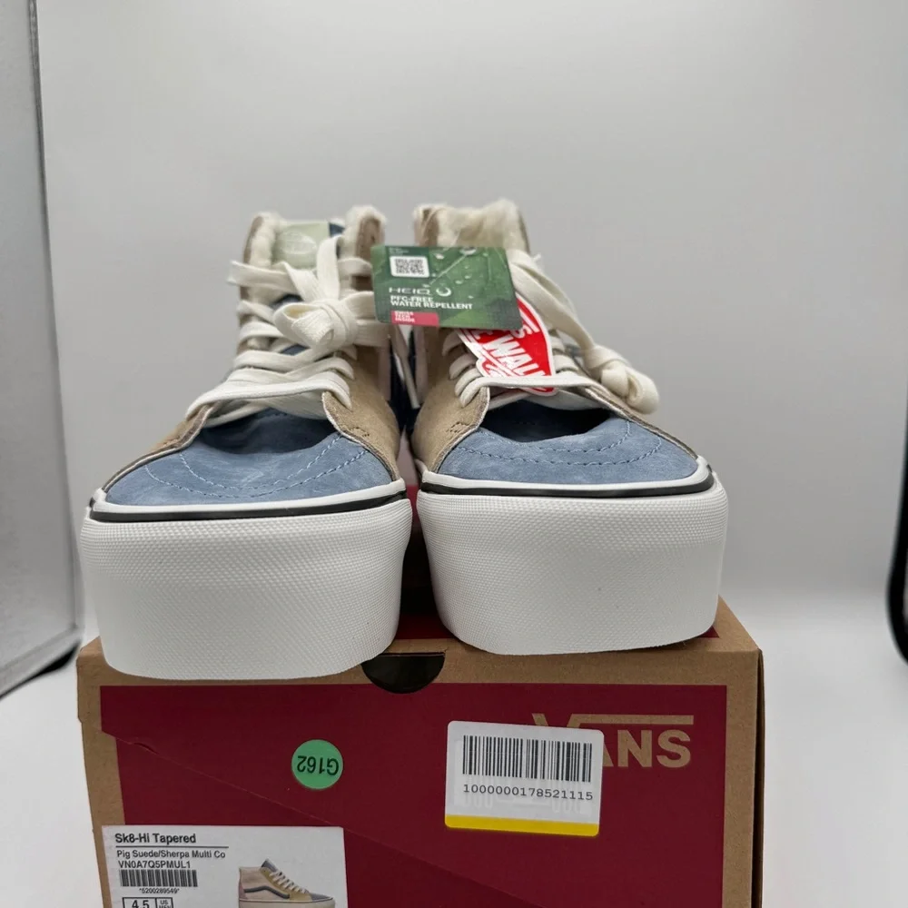 NWT Vans Sk8 Hi Pig Suede Multi Sherpa platform sneakers pink blue tan unisex - Picture 7 of 15